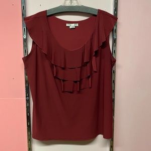 Red Ruffle Top - Plus Size - 1X